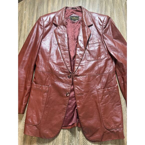 Vintage Andhurst Brown Leather Coat Blazer Men's 40 Jacket - Picture 1 of 10